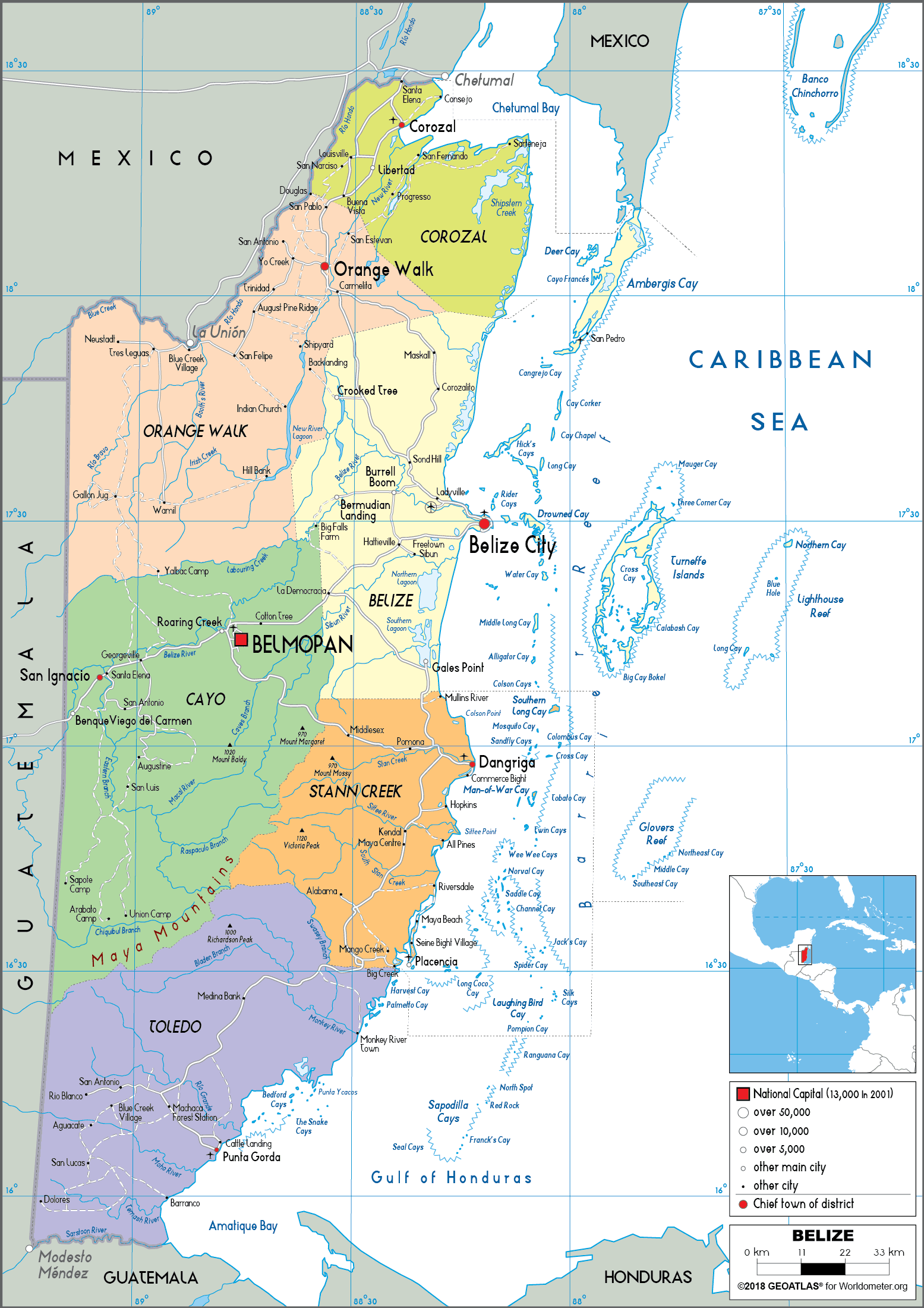 伯利兹地图 - 地图集
